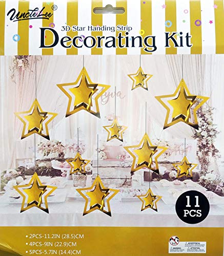 HiPPITY HOP The party collective Hippity Hop Paper Garland Gold Star 3D Hanging Kit for Party, Happy Birthday, Anniversary, New Year Events, Home, Banquet Hall Events and Occasion,Wedding,Bridal Shower,Valentine (Pack of 11)  - Image 2