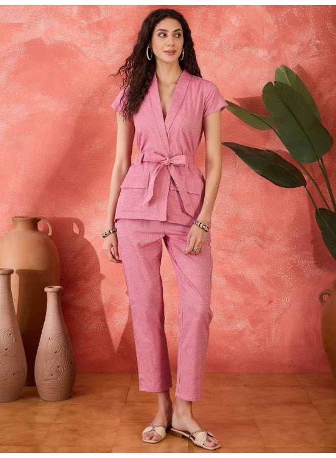 AKS Pink Recycled Cotton Co Ord Set  - Image 1
