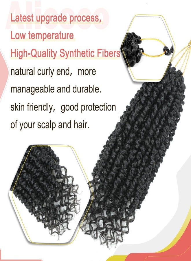 Alicoco Passion Twist Crochet Hair 10 Inch Passion Twist Hair Pre Looped 8 Packs Spring Twist Crochet Braids with Curly Ends Pre-Twisted Crochet Hair for Women (1B) - Image 3