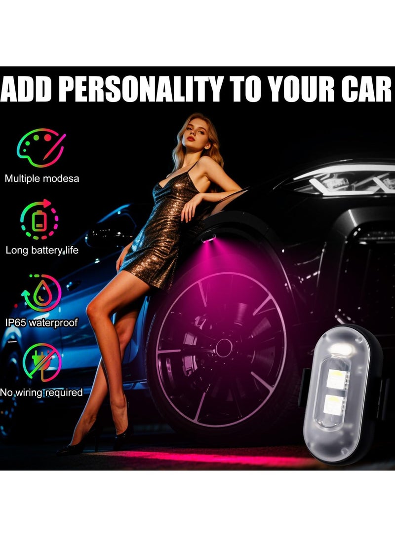 Car wireless LED lights, high brightness wireless rock lights, 8 colors and 10 modes, LED strobe warning lights, motorcycles, boats, camping, bicycles (4 pieces in black) - Image 3