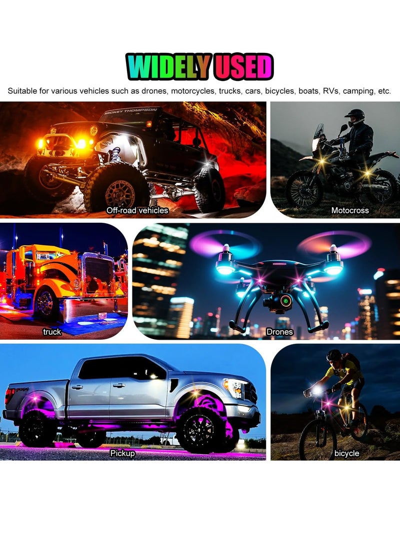 Car wireless LED lights, high brightness wireless rock lights, 8 colors and 10 modes, LED strobe warning lights, motorcycles, boats, camping, bicycles (4 pieces in black) - Image 5
