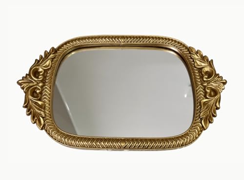 Deng YH Gold Mirror Tray| 12.5" x 8" | Mirror Trays for Vanity Elegant Guest Card Holder & Versatile Home/Vanity Decor | Perfect for Coffee Tables, Dressers, and Special Occasions，Mirrored Trays. - Image 1