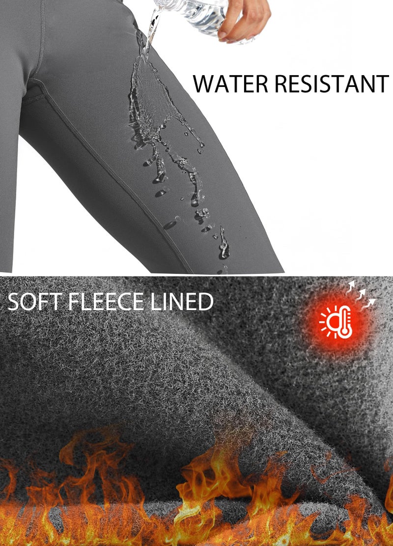 Willit Women's Fleece Lined Leggings Water Resistant Winter Pants Thermal High Waisted Yoga Hiking Running Tights Pockets Deep Gray M - Image 3