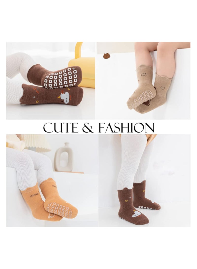 Baby Socks with Grips Toddler Newborn Animal Cartoon Floor Socks for Girls Boys Warm Anti Slip Set for Kids 1 to 3 Years Old - Image 2