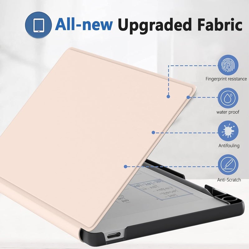 E NET-CASE غلاف لجهاز Remarkable Paper Pro Move 7.3 بوصة، غلاف كتابي بملمس جلدي مع حامل قلم مدمج للإصدار 2025 (ذهبي وردي) - Image 3