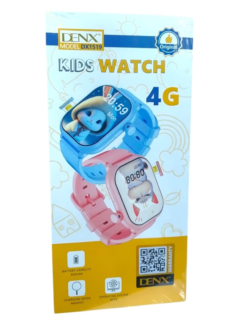 Denx Smart watch for children with a SIM card and 4G network, pink  - Image 3