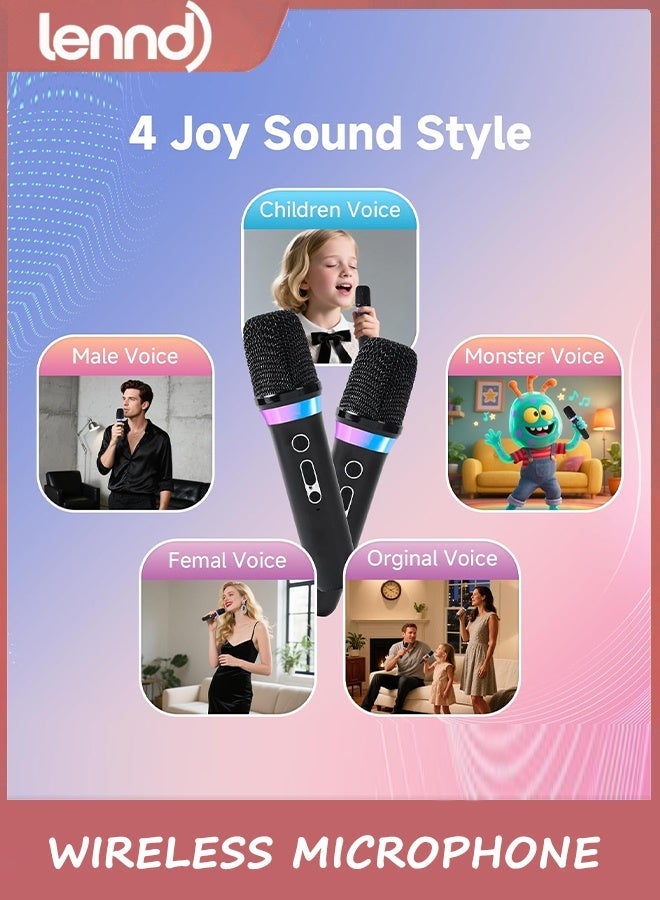 LENND Wireless Microphone, Rechargeable Wireless Microphones with One-to-One Chip Connection and LED Lights, 40H Duration, 200FT Range Receiving, Less Latency Karaoke Microphone for Singing, Speech, Party - Image 2