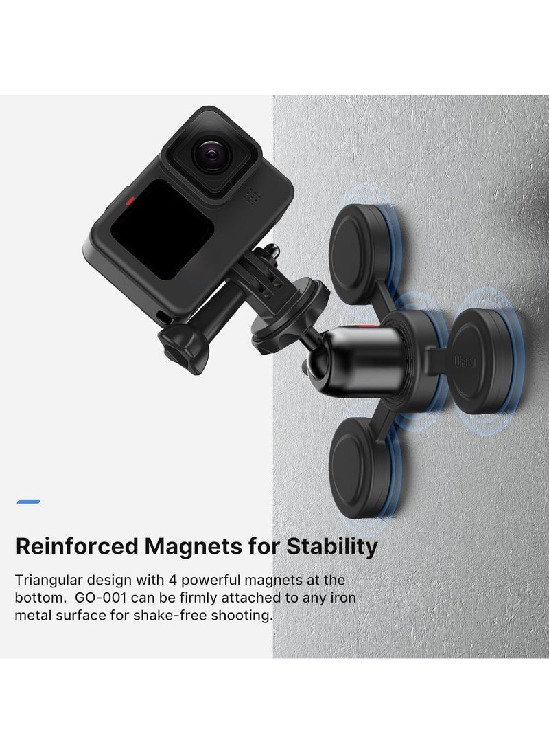 Ulanzi - Camera Suction Car Mount for Action Camera - ULANZ GO-001 Triple Suction Cup Mount Flexible Suction Legs 360° Rotation Ball Head Car Boats Windshield & Window Mount for Action Camera - Image 1