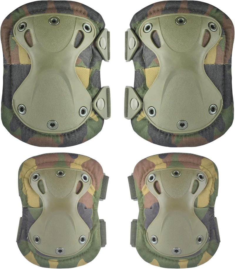 ACTIONUNION Professional Tactical Combat Knee and Elbow Protective Pads Sets Advanced Tactical Gear Set for Airsoft Paintball Hunting Army Skate Outdoor Sports… - Image 1