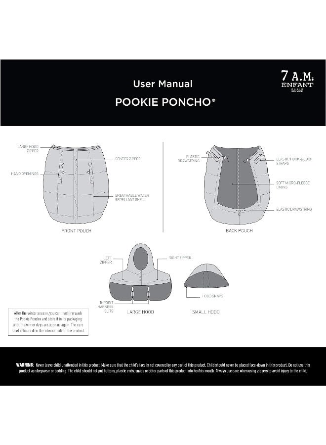 7AM Enfant 7AM Enfant Baby Carrier Cover – Pookie Poncho 3 in 1 Fleece Lined Breathable Waterproof Pouch - Image 5