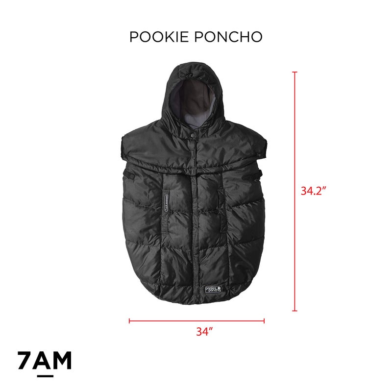 7 A.M. 7AM Pookie Poncho Cover for Baby Carrier - Water Repellent & Ultra Soft Micro-Fleece Lining Bunting Bag with Adjustable 2 Hoods, Multifunctional Stroller & Winter Car Seat Cover | (0-4T) - Image 2