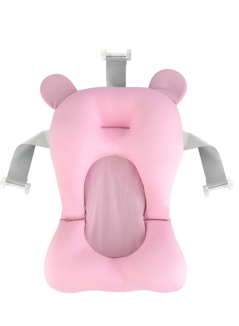 Premify Baby Bath Pad, Adjustable Non-Slip Floating Infant Bath Support Cushion, Baby Bath Pillow for Bathtub, Bath Tub Seat Mat For New Born/Infants Bathing Support, 0-12 Months (Pink)  - Image 1