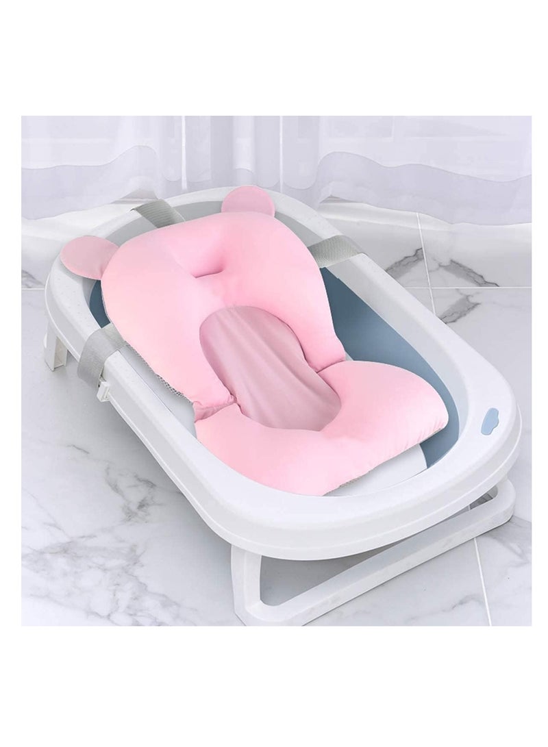 Premify Baby Bath Pad, Adjustable Non-Slip Floating Infant Bath Support Cushion, Baby Bath Pillow for Bathtub, Bath Tub Seat Mat For New Born/Infants Bathing Support, 0-12 Months (Pink)  - Image 2