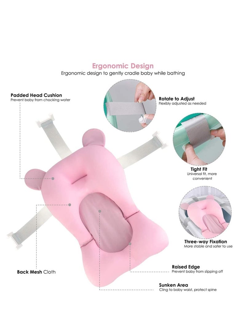 Premify Baby Bath Pad, Adjustable Non-Slip Floating Infant Bath Support Cushion, Baby Bath Pillow for Bathtub, Bath Tub Seat Mat For New Born/Infants Bathing Support, 0-12 Months (Pink)  - Image 3