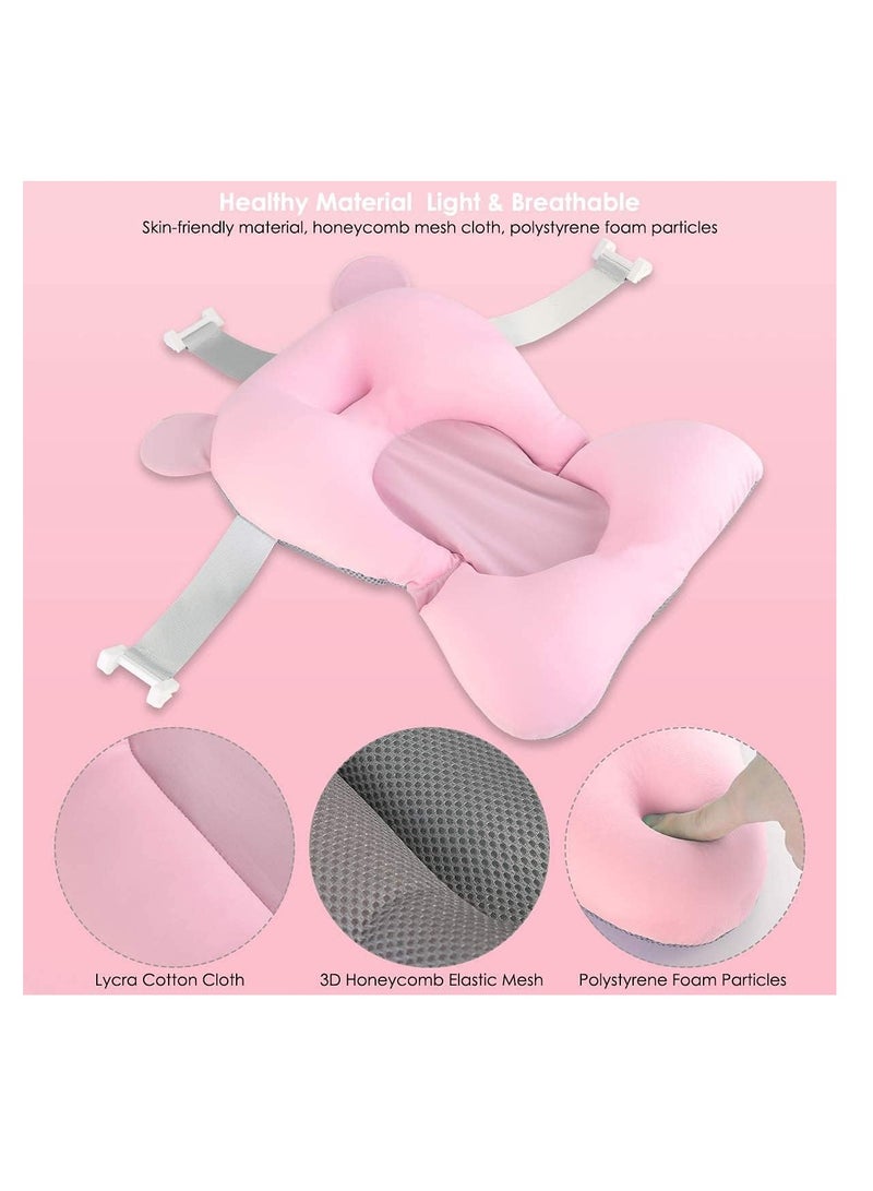 Premify Baby Bath Pad, Adjustable Non-Slip Floating Infant Bath Support Cushion, Baby Bath Pillow for Bathtub, Bath Tub Seat Mat For New Born/Infants Bathing Support, 0-12 Months (Pink)  - Image 5