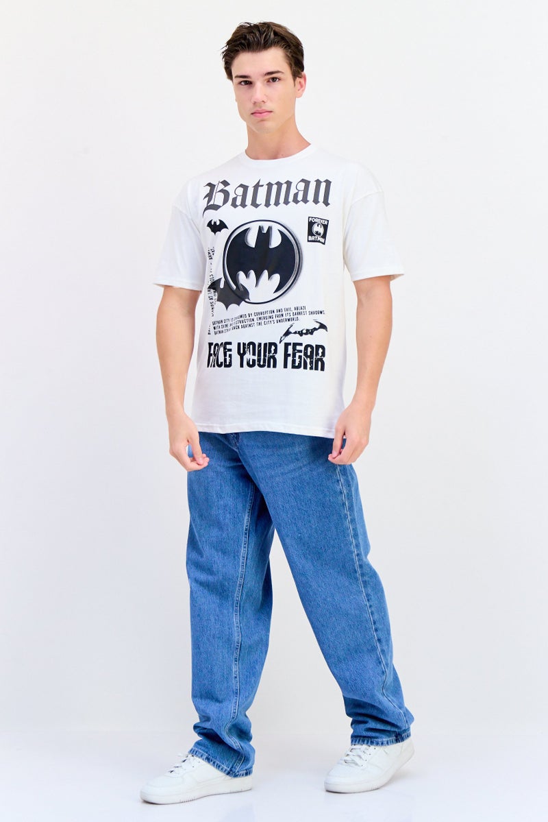 Batman Men Crew Neck Short Sleeves Graphic Print T-Shirt, Off White - Image 4