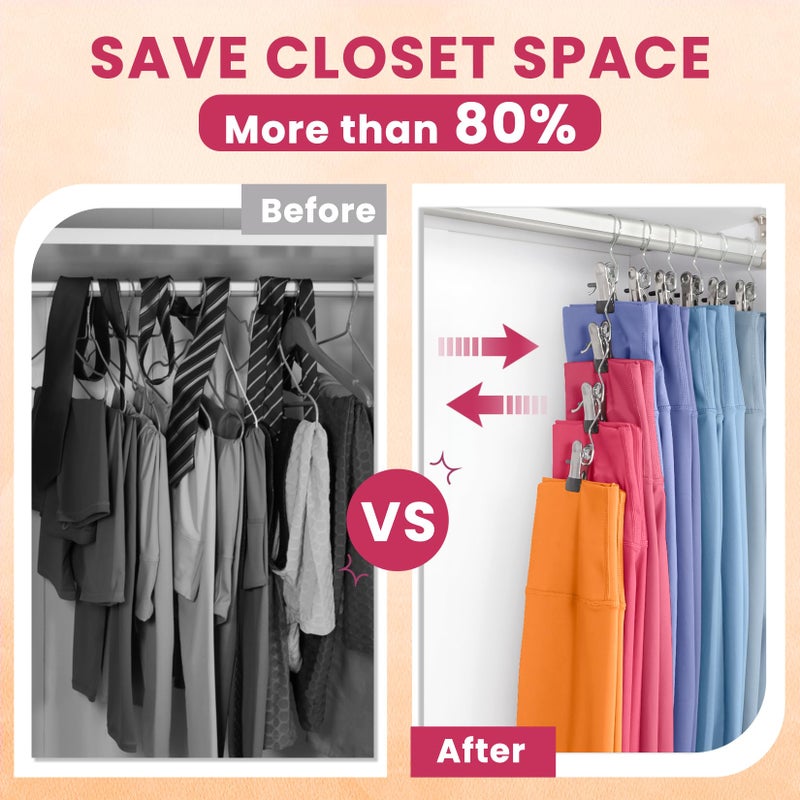 DOIOWN 50 Pack Pants Hangers with Clip,Legging Organizer for Closet Hanging, Space Saving Yoga Pants Hangers Clip Hangers Closet Organization,Closet Organizers and Storage for Jeans,Shorts,Skirts,Hats - Image 4