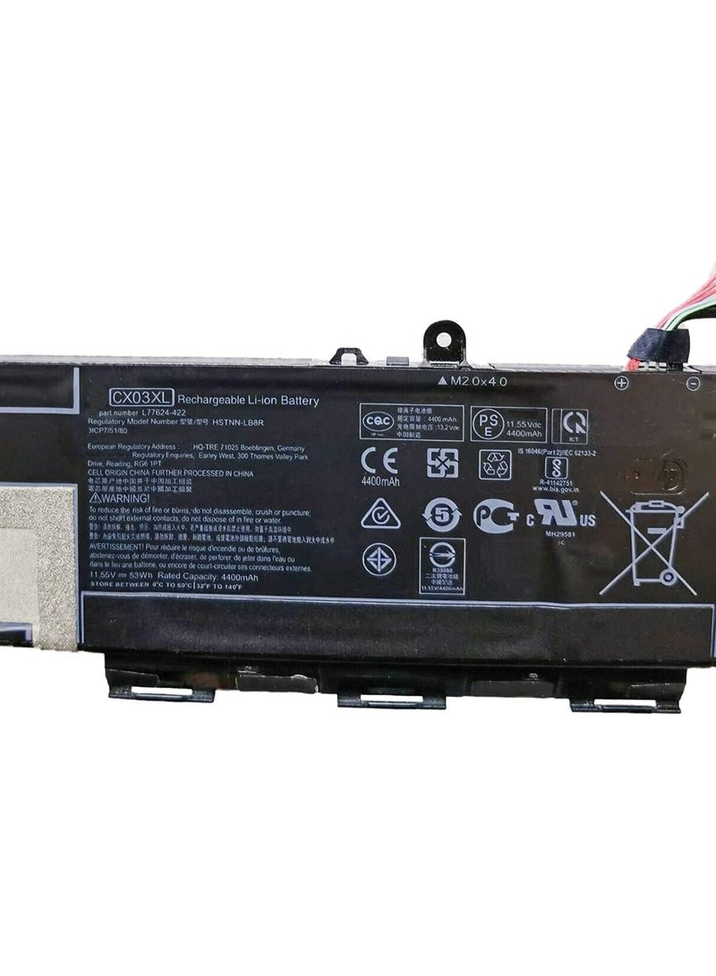 Terabyte CX03XL (11.55V 53Wh) HSTNN-IB9G HSTNN-LB8R L77624-422 L77624-421 L77624-1C1 L78551-005 CX03053XL Battery Compatible for x360 830 G7 EliteBook x360 830 G8 Series - Image 2