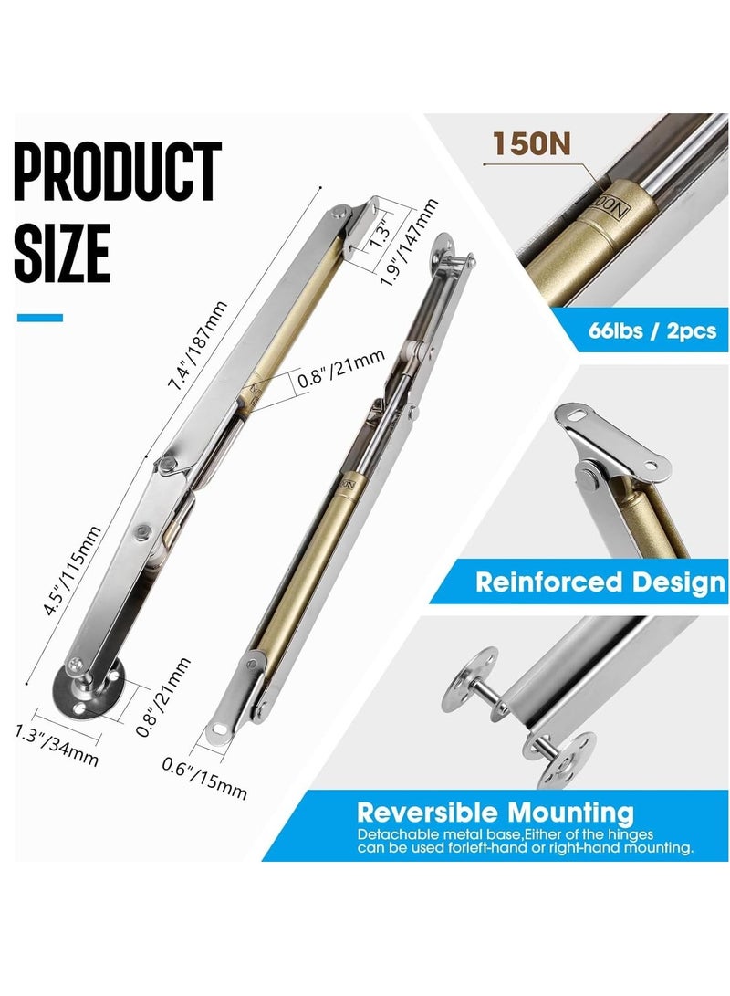Excefore Toy Box Hinges Soft Close，Slow Closing lid Support Hinge，150N/20LB Gas Struts for Heavy Wooden Boxes(2 Pack) - Image 3