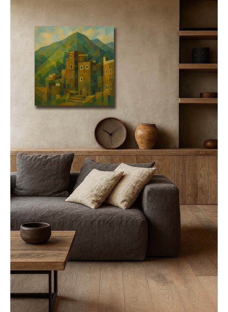 tethkar A canvas painting depicting the historic village of Rijal Almaa.  - Image 1