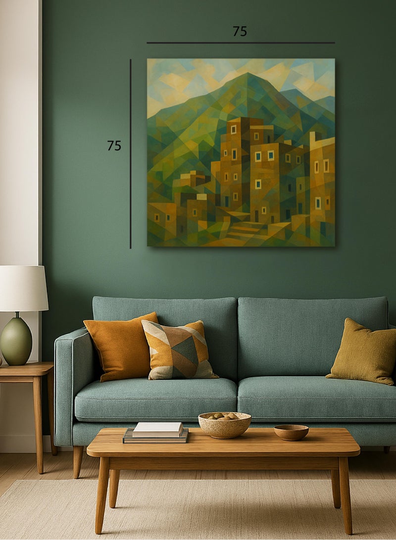 tethkar A canvas painting depicting the historic village of Rijal Almaa.  - Image 5