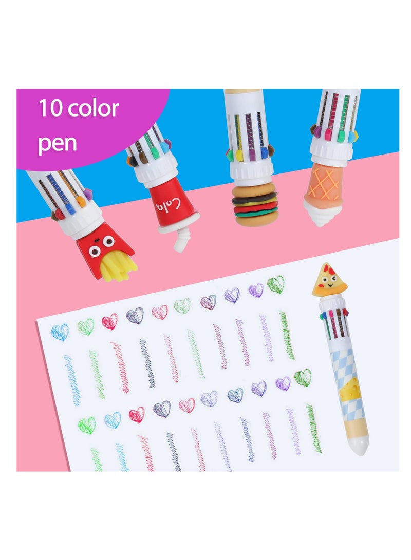 SYOSI Kawaii Multicolor Pens 6 Pcs 0.5mm 10-in-1 Retractable Cute Pens Kawaii Office School Supplies Kawaii Stationary for Kids, Girls, Boys - Image 3