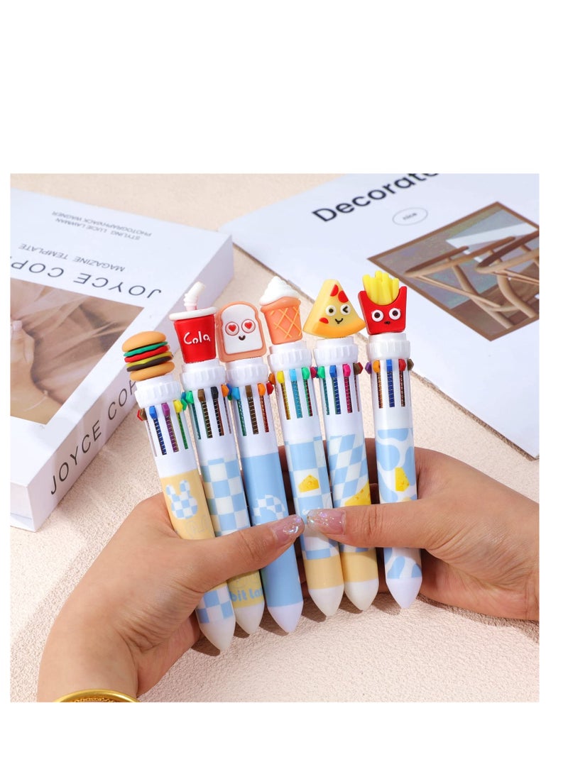 SYOSI Kawaii Multicolor Pens 6 Pcs 0.5mm 10-in-1 Retractable Cute Pens Kawaii Office School Supplies Kawaii Stationary for Kids, Girls, Boys - Image 4