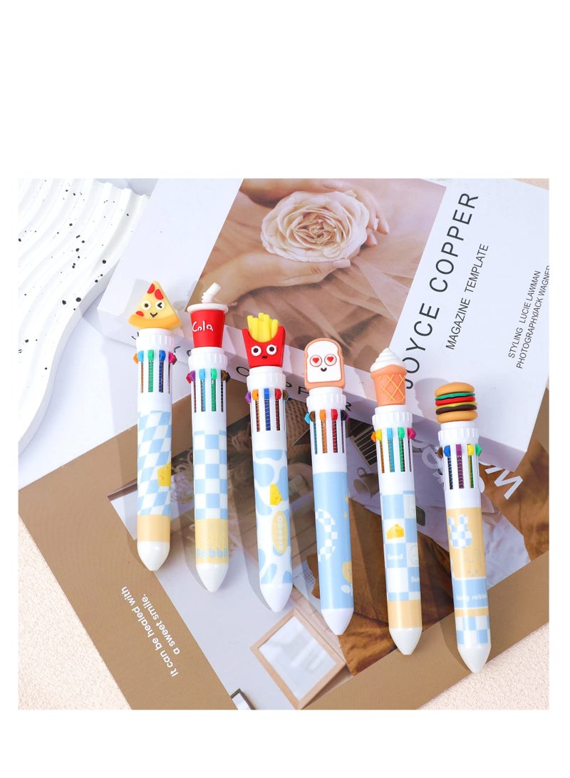SYOSI Kawaii Multicolor Pens 6 Pcs 0.5mm 10-in-1 Retractable Cute Pens Kawaii Office School Supplies Kawaii Stationary for Kids, Girls, Boys - Image 5