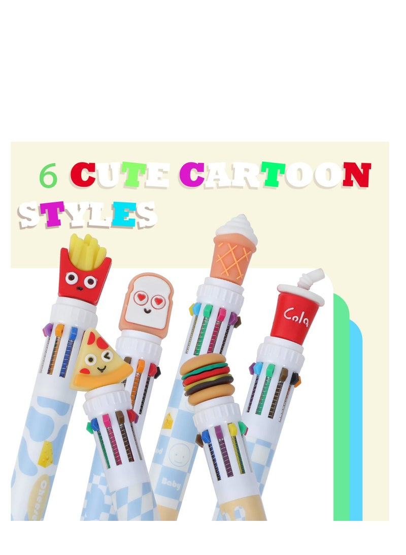 SYOSI Kawaii Multicolor Pens 6 Pcs 0.5mm 10-in-1 Retractable Cute Pens Kawaii Office School Supplies Kawaii Stationary for Kids, Girls, Boys - Image 2