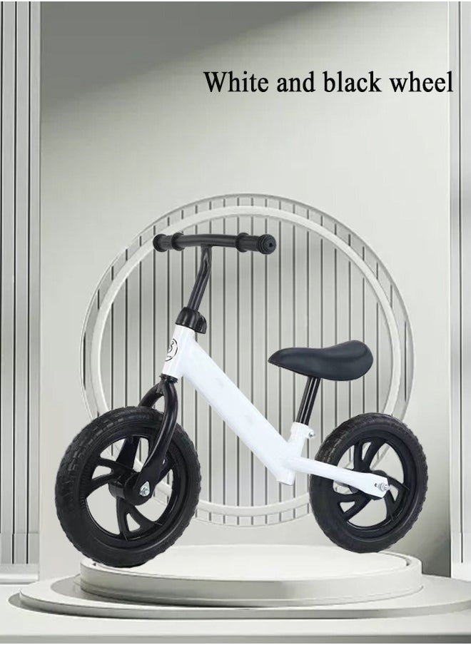 Generic - Kids Balance Bike Adjustable Seat Height Training Bicycle With Storage Box Toddler Indoor Outdoor No Pedals Bike Kids Toys for Ages 2 to 6 Years Old Boys Girls(White and Black Wheel) - Image 1