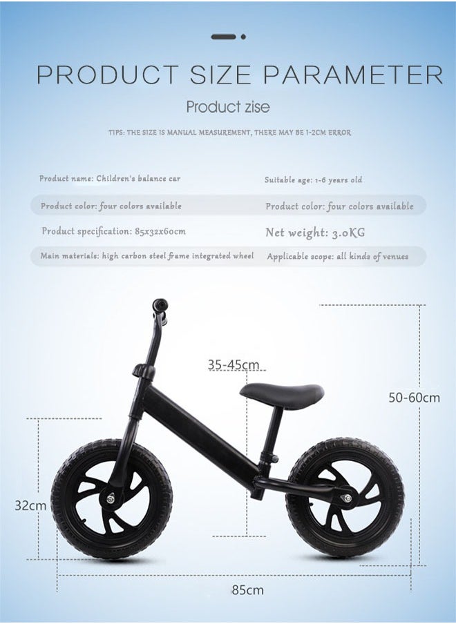 Generic - Kids Balance Bike Adjustable Seat Height Training Bicycle With Storage Box Toddler Indoor Outdoor No Pedals Bike Kids Toys for Ages 2 to 6 Years Old Boys Girls(White and Black Wheel) - Image 1