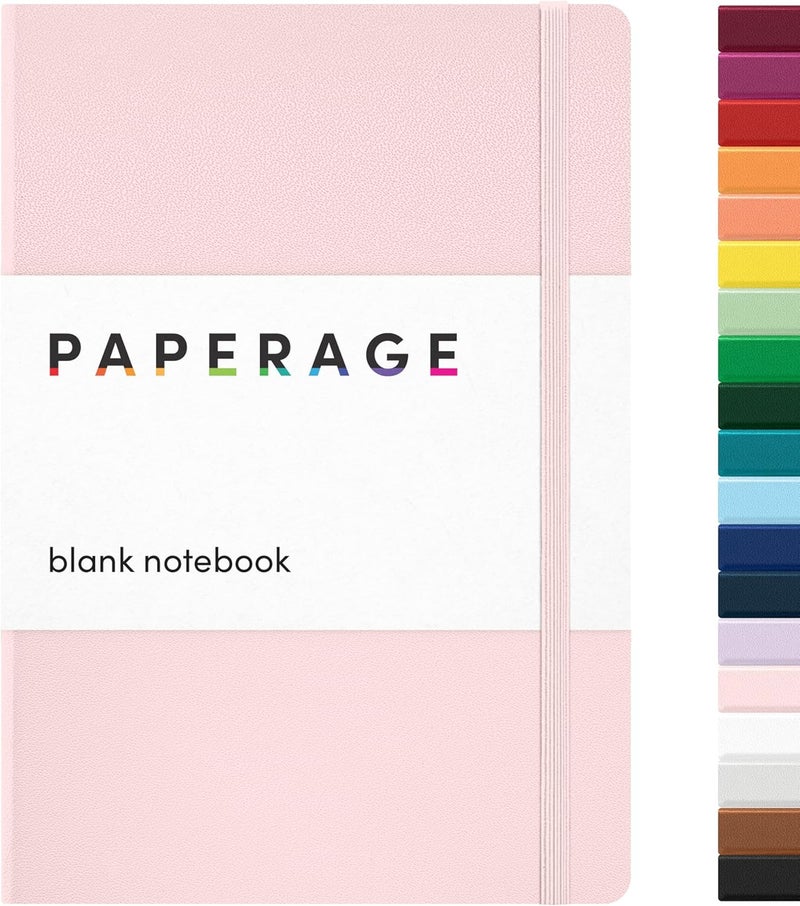 ببرج دفتر يوميات PAPERAGE فارغ، (وردي خفيف)، 160 صفحة، مقاس متوسط 5.7 بوصة × 8 بوصة - ورق سميك 100 جرام، غلاف صلب - Image 1