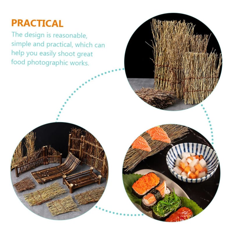 6 Pieces Sushi Fence Plate Decorative Bamboo Photography Prop White - Image 4