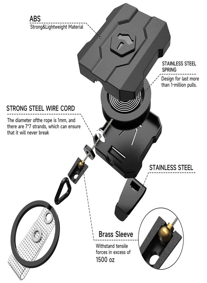 VYNCS 2 Pack Retractable Keychain Heavy Duty, Retractable ID Badge Clip Reel, Badge Holder with Belt Clip, 31.5” Steel Cord, 10 oz Rebound - Image 3
