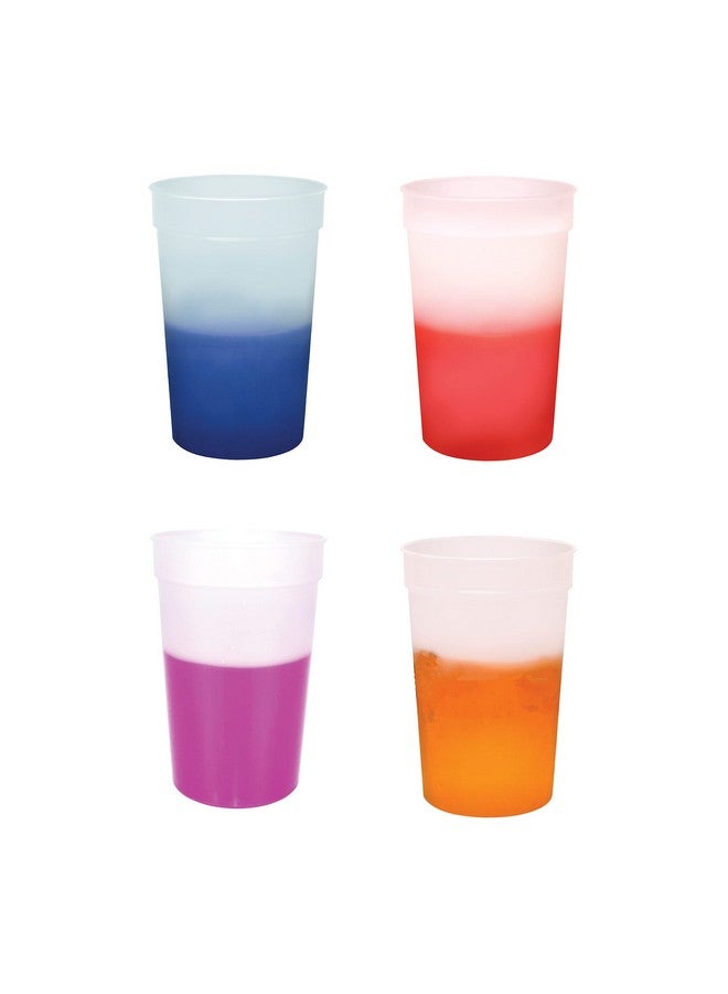 AAkron 22oz. Color Changing Stadium Cups, Durable plastic. BPA Free, Top shelf dishwasher safe, Ideal for outdoor events - Set of 12 (Frosted Assorted) (Colors may vary) - Image 1