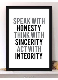 Wall Posters with Honesty Sincerity Integrity Motivational Quote and Black Frame - Wall Arts Home Décor Photo Frames - 40x55cm by Spoil Your Wall