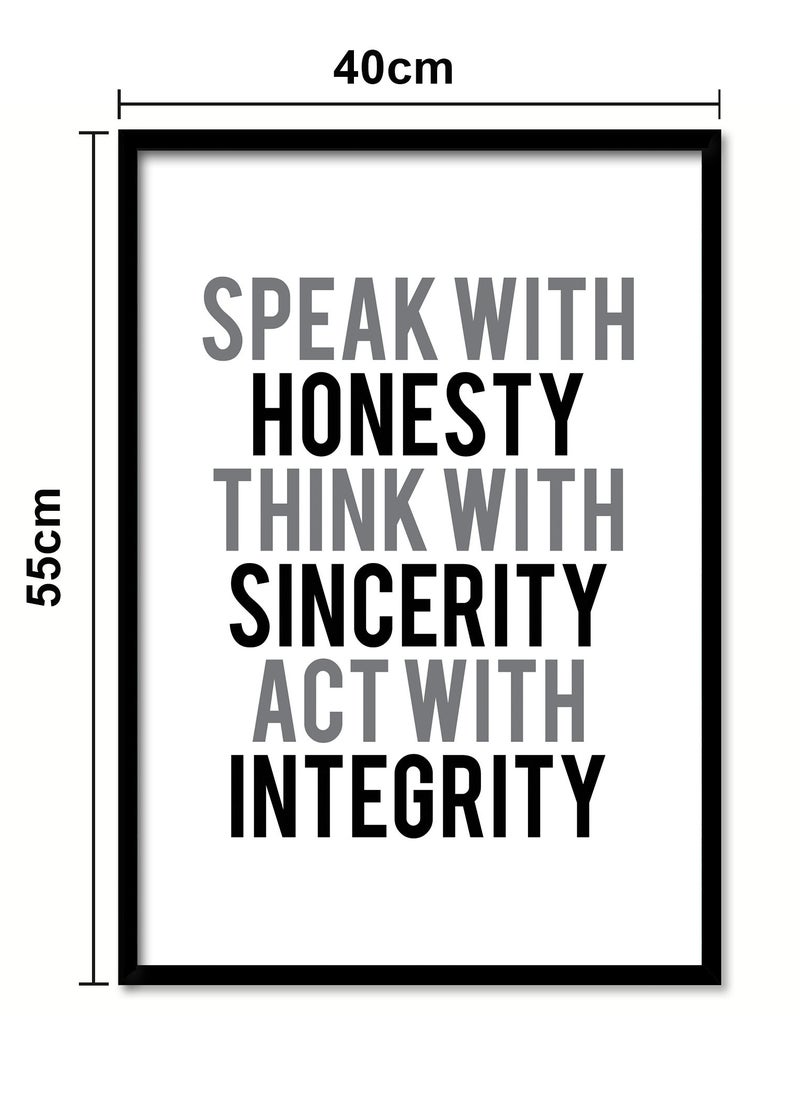 Spoil Your Wall - Wall Posters with Honesty Sincerity Integrity Motivational Quote and Black Frame - Wall Arts Home Décor Photo Frames - 40x55cm by Spoil Your Wall - Image 1