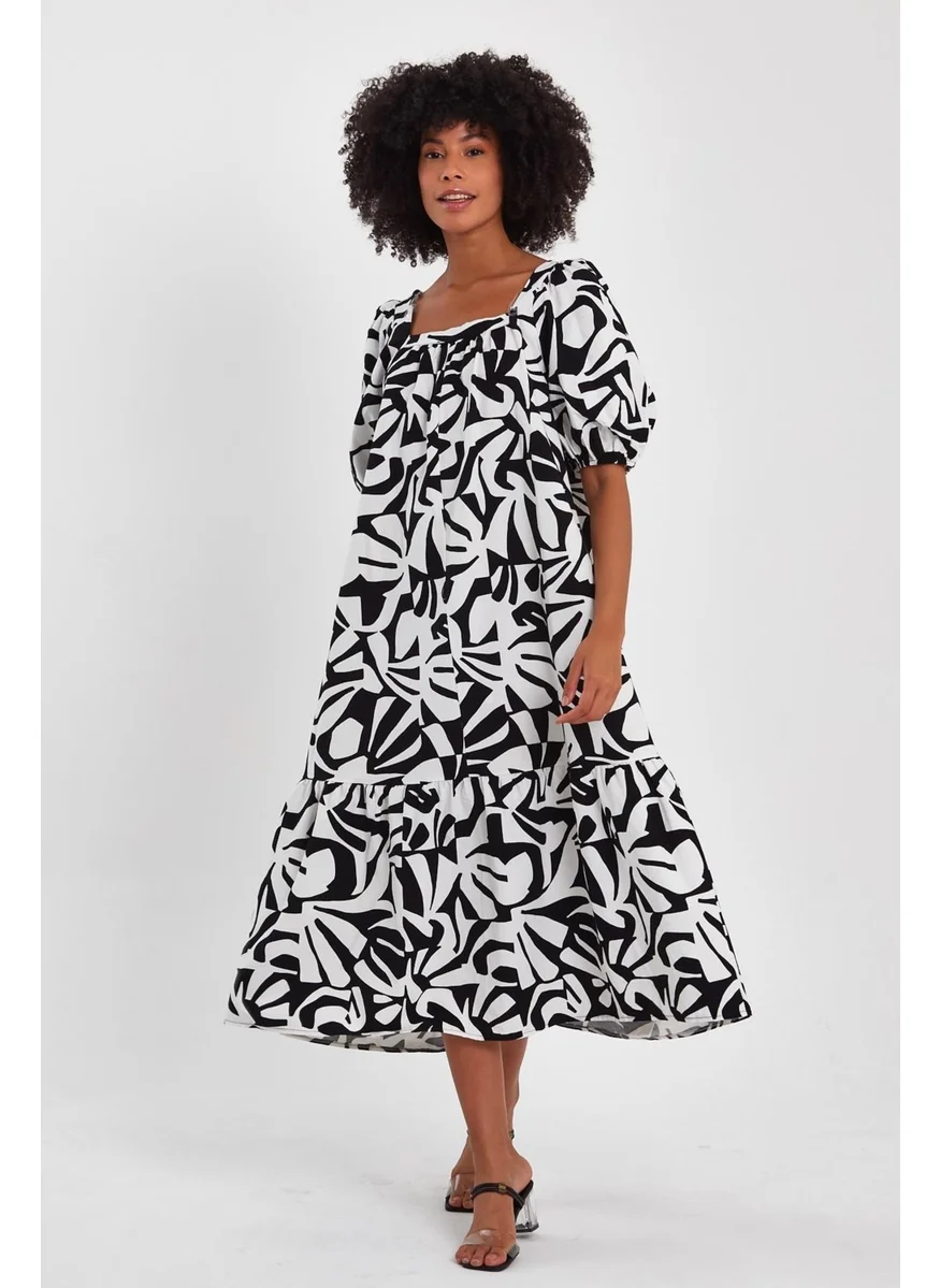Alexander Gardi Patterned Square Neck Dress (B23-004)