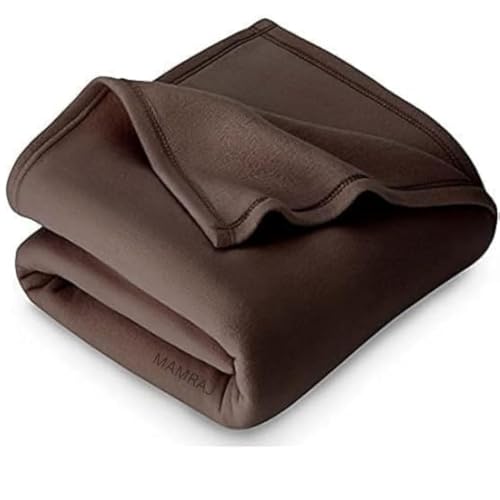 MAMRAJ 300 GSM Special for Heavy Winter Plain Light Weight Polar Fleece Blanket for Single Bed [ 60x90] (Brown) - Image 1