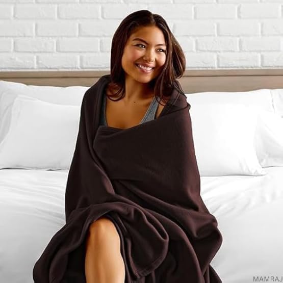 MAMRAJ 300 GSM Special for Heavy Winter Plain Light Weight Polar Fleece Blanket for Single Bed [ 60x90] (Brown) - Image 5