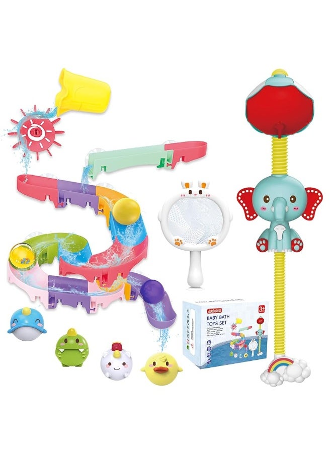 Toddler Bath Toys, Baby Bath Tub Toys with Slide Track and Elephant Shower Sprays, Fishing Floating Animals Toys,Bathtub Toys Gift for Kids Ages 2-5 - Image 4