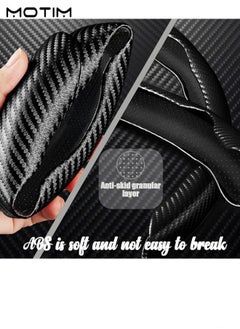 Motim Car Steering Wheel Cover Carbon Fiber Universal for Diameter 38cm 15 Inch BLACK  - Image 5