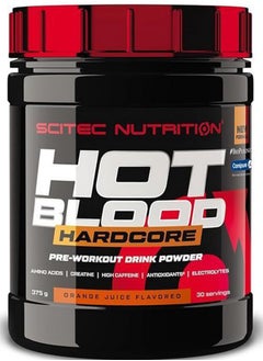SCITEC NUTRITION Hot Blood Hardcore Pre Workout Orange Juice 30 Servings Explosive Energy 