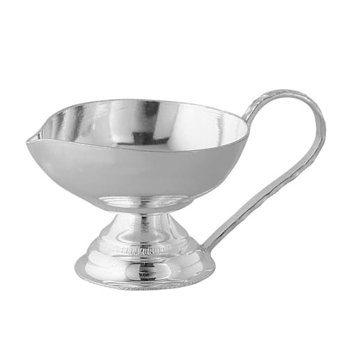 PRD CARATCAFE Pure Silver 925 Traditional Diya with Handle, Decorative Silver Pooja Lamp/Deepak/Deepam for Pooja. Three Sizes (10-15-20 Grams*), for Home, Office & Temple Use. (Medium) - Image 1