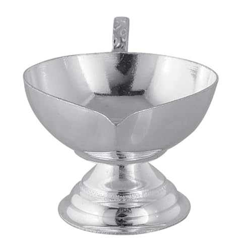 PRD CARATCAFE Pure Silver 925 Traditional Diya with Handle, Decorative Silver Pooja Lamp/Deepak/Deepam for Pooja. Three Sizes (10-15-20 Grams*), for Home, Office & Temple Use. (Medium) - Image 2