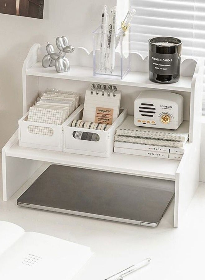 2-Tier Desk Organizer, Desktop Storage Shelf, Office Desktop Storage Rack Bookshelf, Stationery Cosmetics Toy Storage Display Shelf, Desk Top File Organizer Stand for Office, Dormitory, Home