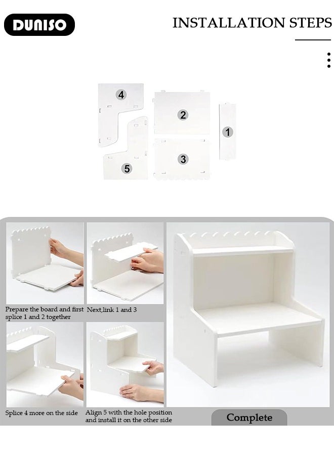 DUNISO 2-Tier Desk Organizer, Desktop Storage Shelf, Office Desktop Storage Rack Bookshelf, Stationery Cosmetics Toy Storage Display Shelf, Desk Top File Organizer Stand for Office, Dormitory, Home  - Image 3