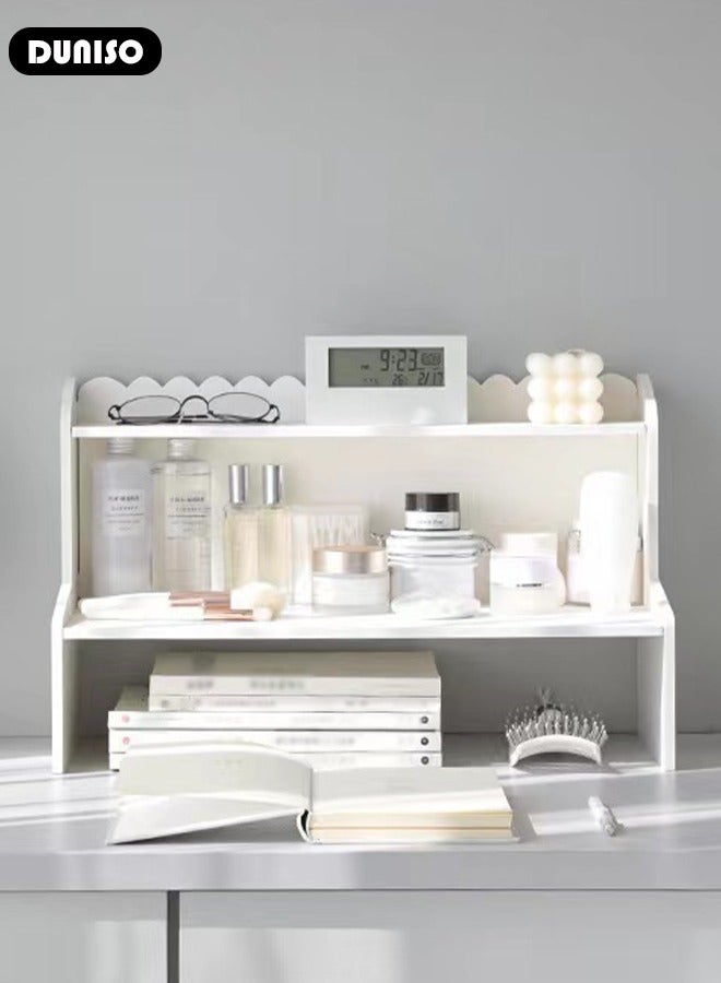2-Tier Desk Organizer, Desktop Storage Shelf, Office Desktop Storage Rack Bookshelf, Stationery Cosmetics Toy Storage Display Shelf, Desk Top File Organizer Stand for Office, Dormitory, Home