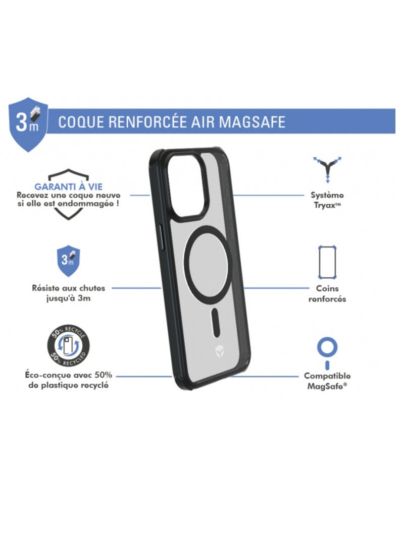 FORCE حافظة FORCE IPHONE 15 PRO MAX AIR FROST متوافقة مع MAGSAFE باللون الأسود المتين - Image 2