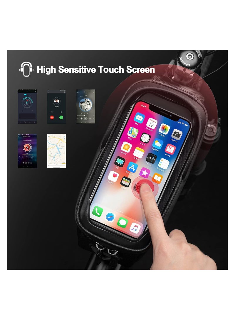 Rockbros Bicycle Bag Waterproof Touch Screen Cycling Bag Top Front Tube Frame Mtb Road Bike Bag 6.5 Phone Case Bike Accessories - Image 3